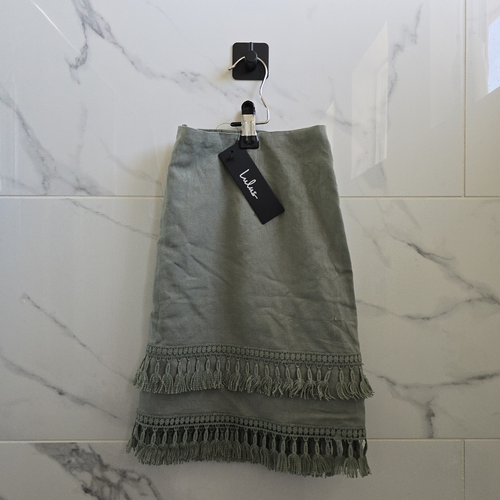 Lulu's Olive Tassel Pencil Skirt